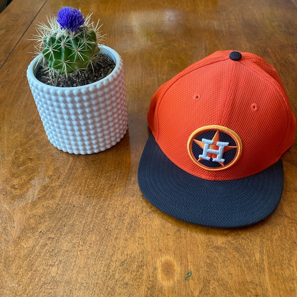 New Era 59FIFTY Houston Astros On Field Fitted Hat 7 1/2 Orange Navy MLB